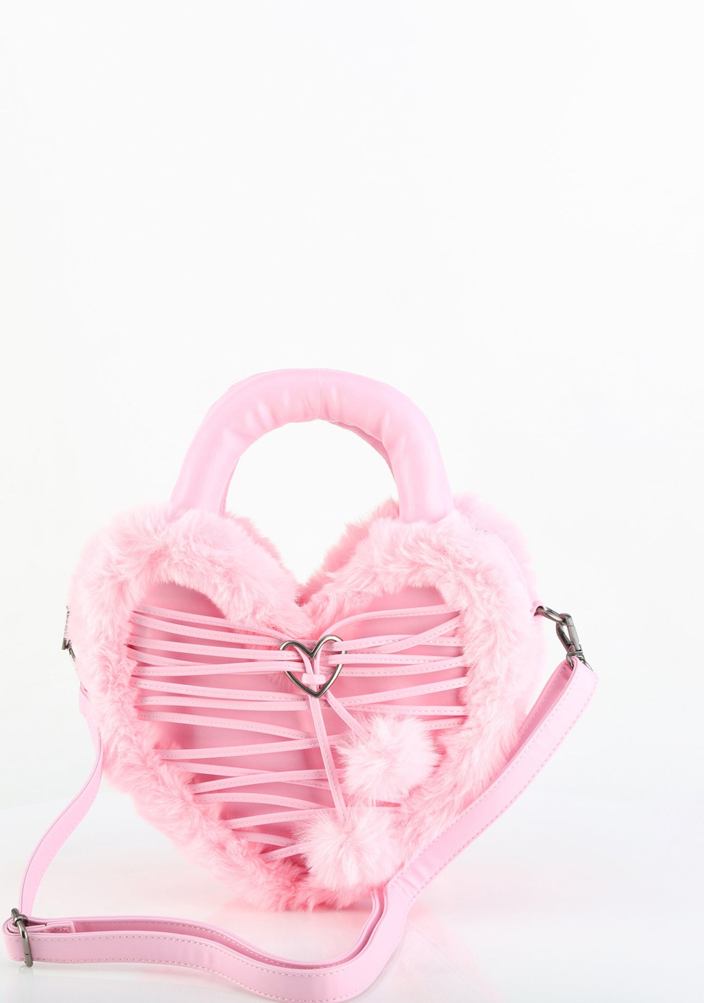 Faux Suede & Fur Heart Shaped Convertible Purse
