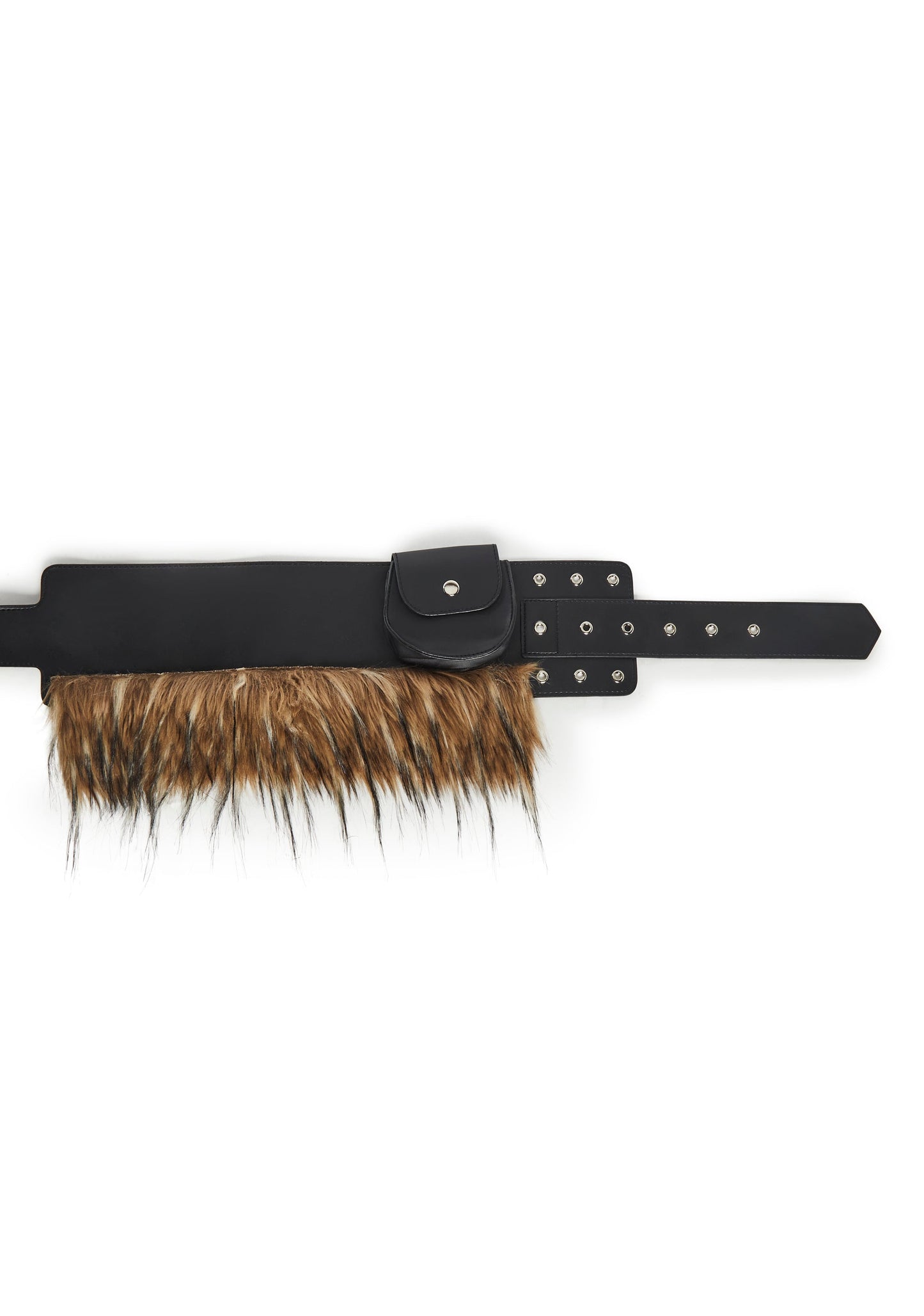Land Escape Fur Buckle Belt With Pouch