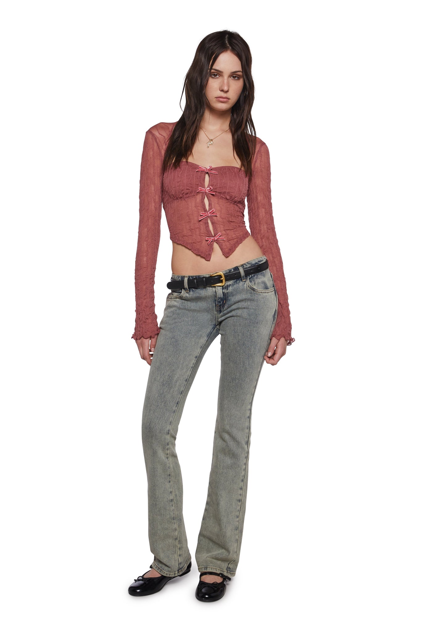 Fateful Fascination Long Sleeve Top - Dark Pink
