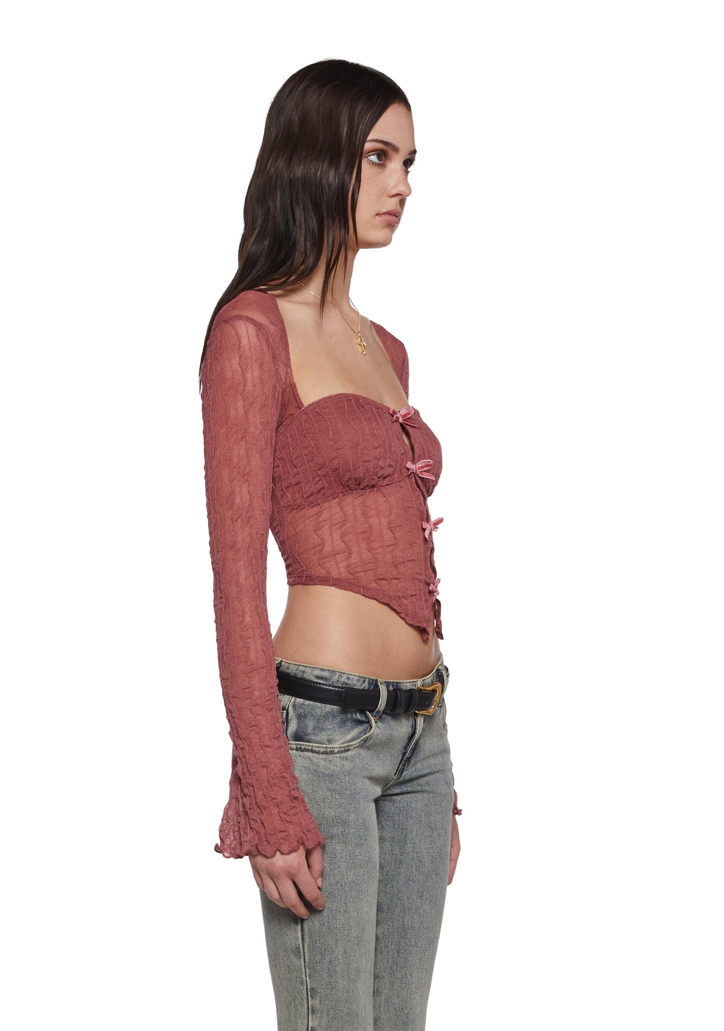 Fateful Fascination Long Sleeve Top - Dark Pink