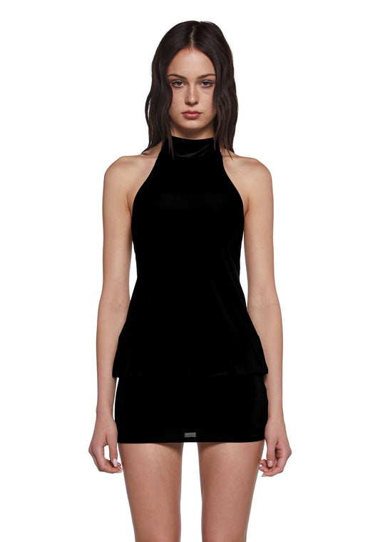 Club Moves Halter Dress -  Black