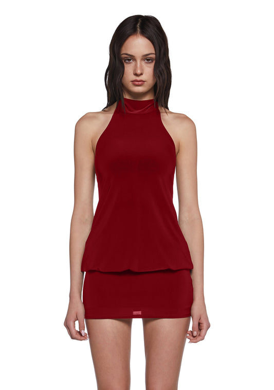 Club Moves Halter Dress -  Red