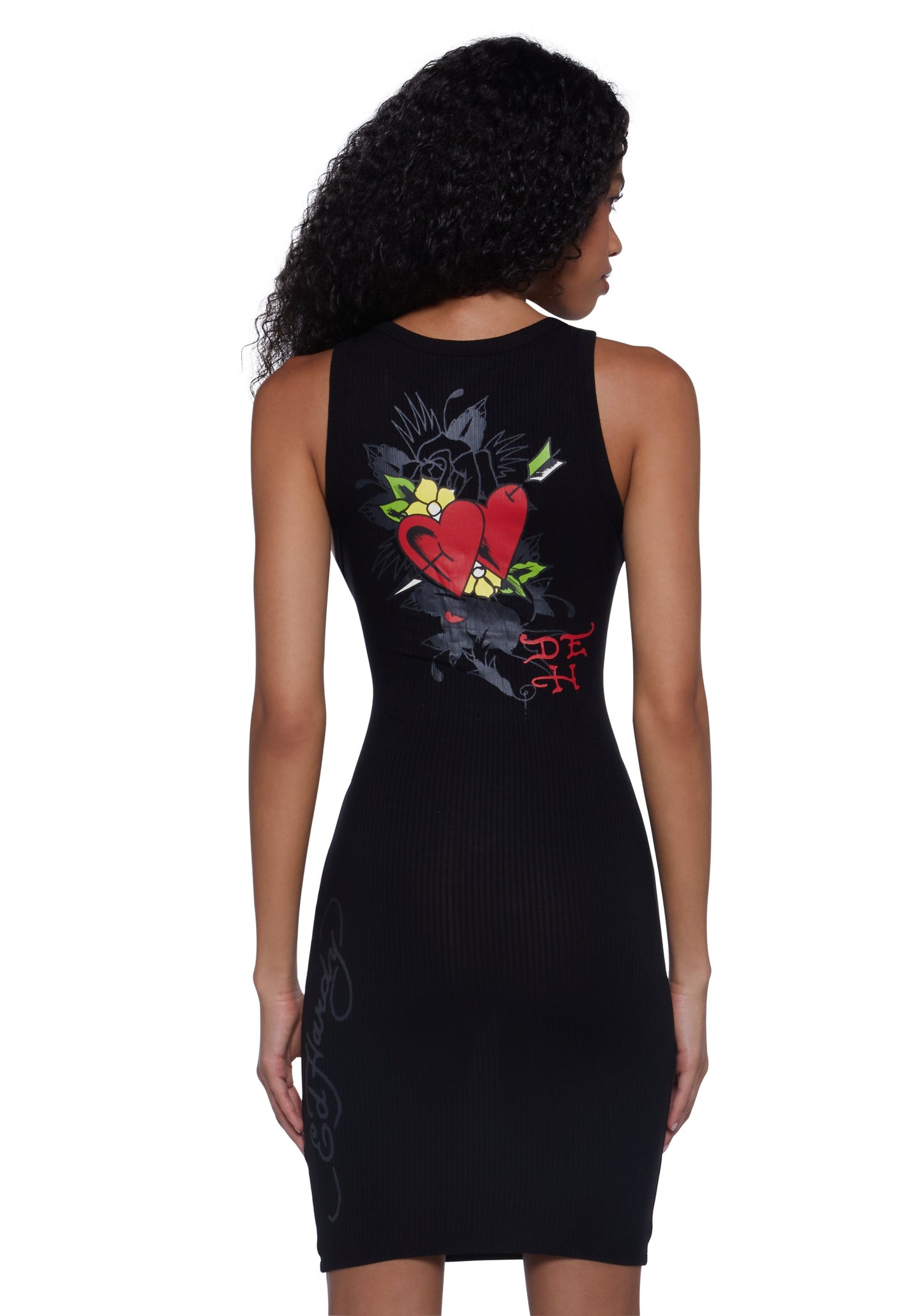 Heart Wings Cut Out Ribbed Dress