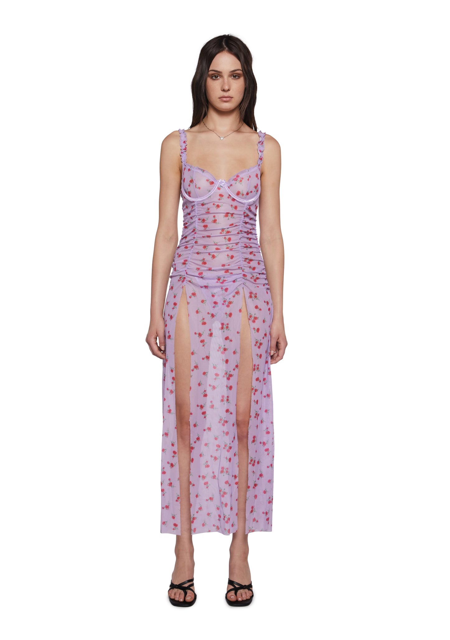 Garden Frolic Nightdress And Thong Set - Purple