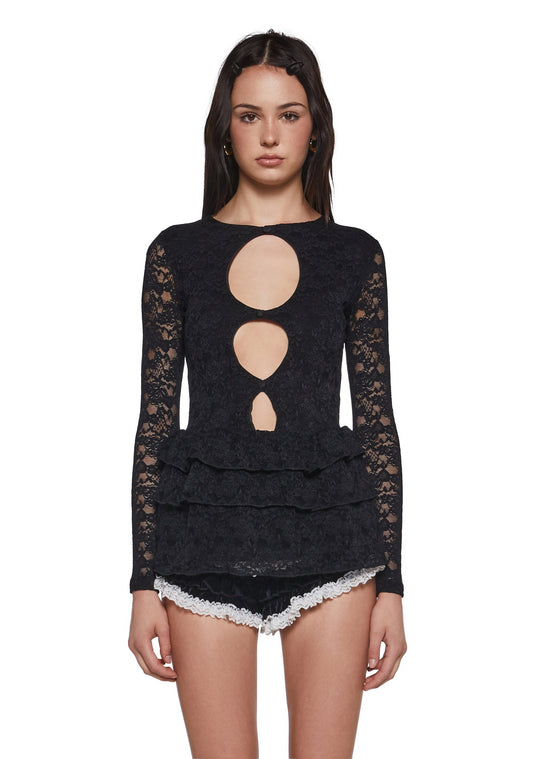 Beauty Demands Lace Tunic - Black