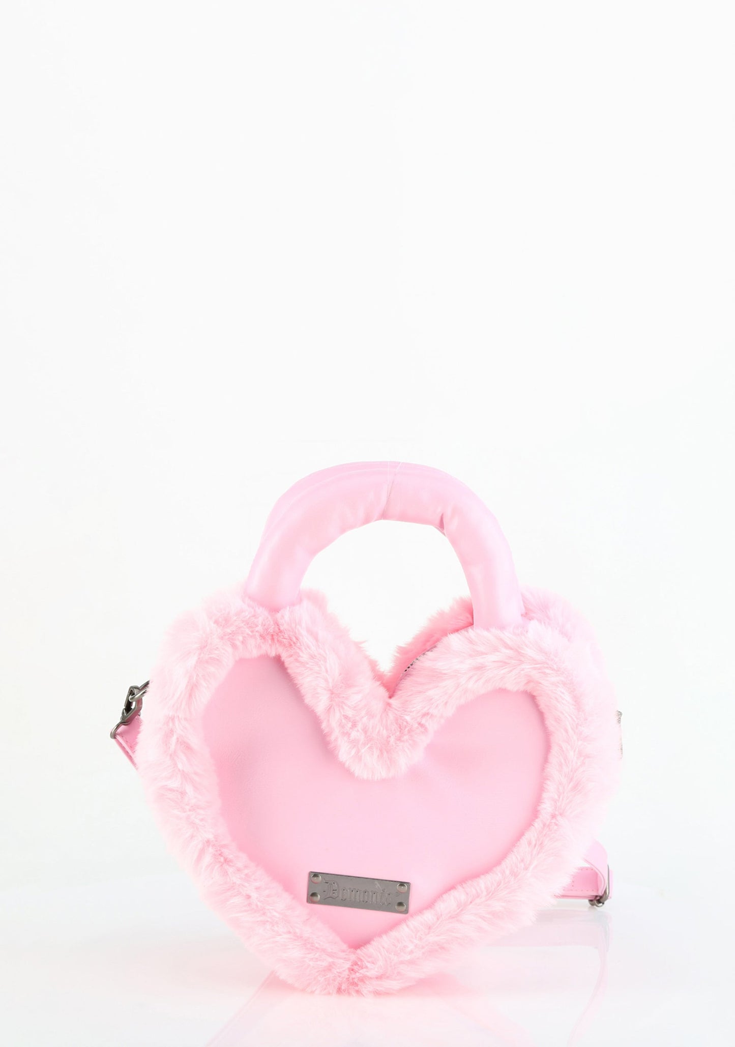 Faux Suede & Fur Heart Shaped Convertible Purse