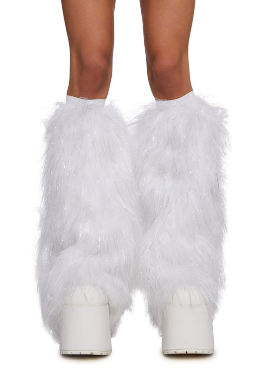 Candied Desert Stomper Furry Leg Warmers - White