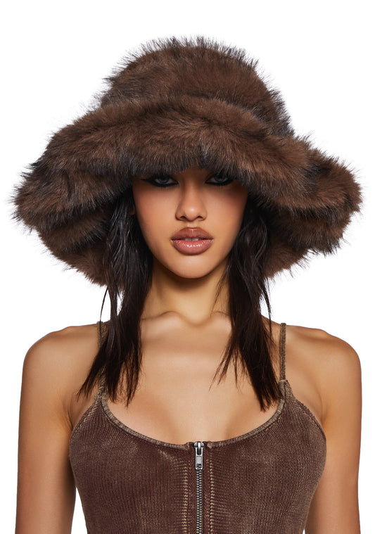 Chamber Faux Fur Bucket Hat - Dark Brown
